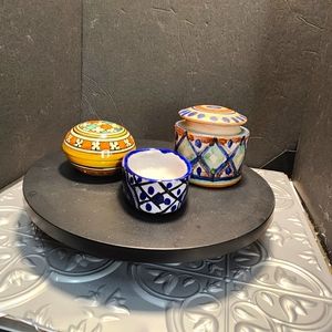 3 Vintage Handcrafted Mexico Singed Trinket/Jewelry Box's 3